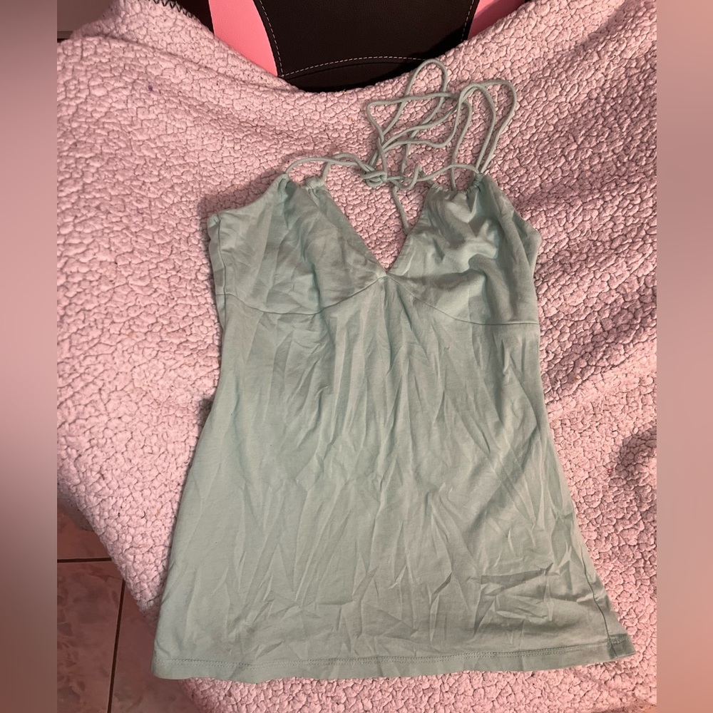 Summer turquoise sea breeze top, Y2K Paris Hilton style, soft and comfortable